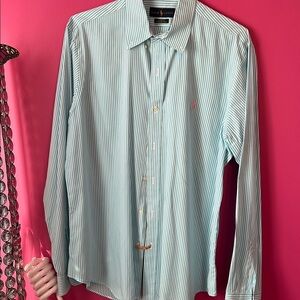 Ralph Lauren Turquoise and white striped dress shirt